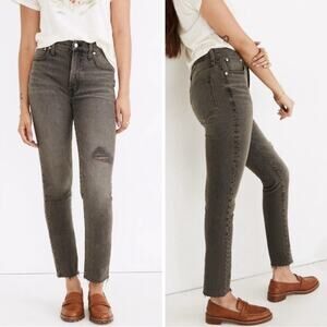 Madewell Black The Perfect Vintage Cropped Straight Leg Jeans